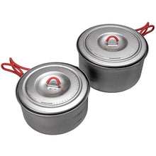 Load image into Gallery viewer, Evernew Titanium Ti UL Pot Set 900ml & 1300ml w/Lids & Insulated Handles ECA536
