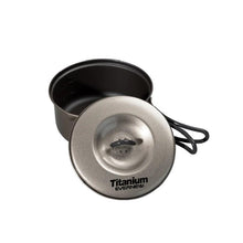 Load image into Gallery viewer, Evernew Ultralight Titanium Ti NS Non-Stick Pot 0.6L w/Lid & Handles ECA421