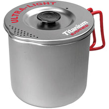 Load image into Gallery viewer, Evernew Titanium Ti Ultralight Pasta Pot 1000ml w/Pour Spout/Strainer Lid ECA548