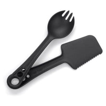 Load image into Gallery viewer, Guyot Designs Microbites Utensils 5-In-1 Spoon-Fork-Knife-Spatula-Spreader Black