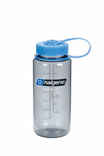 Load image into Gallery viewer, Nalgene Wide Mouth 16oz BPA Free Tritan Water Bottle Clear Gray w/Blue Lid