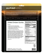 Load image into Gallery viewer, AlpineAire Grilled Chicken Gumbo Gluten-Free Freeze Dried Camp Food Pouch 60310