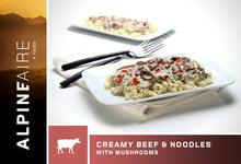 Load image into Gallery viewer, AlpineAire Creamy Beef & Noodles w/Mushrooms Freeze Dried Camp Food Pouch 60401