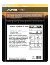 Load image into Gallery viewer, AlpineAire Grilled Chicken Pad Thai Freeze Dried Camping Food Pouch 60330