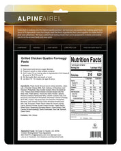 Load image into Gallery viewer, AlpineAire Grilled Chicken Quattro Formaggi Pasta Freeze Dried Food Pouch 60340