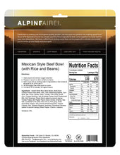 Load image into Gallery viewer, AlpineAire Mexican Style Beef Bowl w/Rice & Beans Freeze Dried Food Pouch 60415