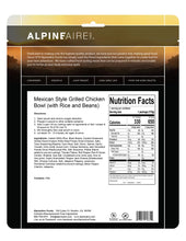 Load image into Gallery viewer, AlpineAire Mexican-Style Grilled Chicken Bowl Freeze Dried Camping Food 60335