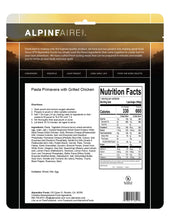 Load image into Gallery viewer, AlpineAire Pasta Primavera w/Grilled Chicken Freeze Dried Camp Food Pouch 60300