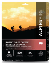 Load image into Gallery viewer, AlpineAire Rustic Three Cheese Sausage Lasagna Freeze Dried Camping Food 61625