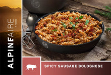 Load image into Gallery viewer, AlpineAire Spicy Pork Sausage Bolognese Freeze Dried Camping Food Pouch 60650