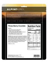 Load image into Gallery viewer, AlpineAire Three Berry Crumble w/Apples & Citrus Sauce Camping Food Pouch 60218