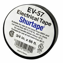 Load image into Gallery viewer, Shurtape Black Electrical Tape 3/4"x22 Yds (66 Feet) 10-Rolls