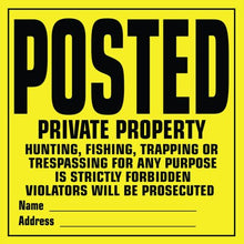 Load image into Gallery viewer, Yukon Gear Posted / Private Property / No Trespassing Sign - 12-Pack of Signs