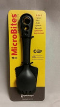 Load image into Gallery viewer, Guyot Designs Microbites Utensils 5-In-1 Spoon-Fork-Knife-Spatula-Spreader Black