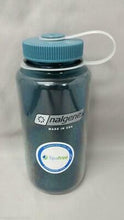 Load image into Gallery viewer, Nalgene Everyday Wide Mouth 32oz Loop Top Water Bottle Cadet Blue w/Green Lid