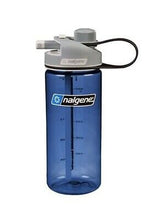 Load image into Gallery viewer, Nalgene Multidrink 20oz Blue Bottle w/Gray Cap BPA-Free Wide/Narrow/Straw Lid