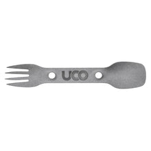 Load image into Gallery viewer, UCO Titanium Utility Spork Fork-Spoon-Knife Combo Utensil w/Tether F-SP-TI