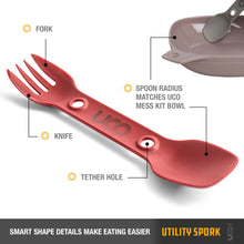 Load image into Gallery viewer, UCO Utility Spork Fork-Spoon-Knife Combo 7'' Utensil Picante Red F-SP-UT-BULK