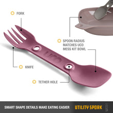 Load image into Gallery viewer, UCO Utility Spork Fork-Spoon-Knife Combo Utensil Raspberry Purple F-SP-UT-BULK