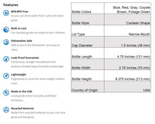 Load image into Gallery viewer, Nalgene Sustain Oasis Narrow Mouth 32 oz Red Canteen Water Bottle w/Black Cap