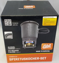 Load image into Gallery viewer, Esbit Alcohol Burner & Trekking Cookset Stove 985ml Pot w/Fry Pan Lid E-CS985HA