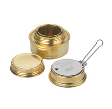 Load image into Gallery viewer, Esbit Brass Alcohol Burner Backpacking Stove w/Lid & Flame Regulator E-AB300BR