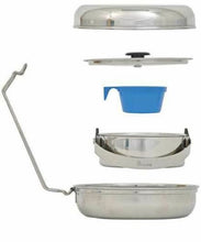 Load image into Gallery viewer, Olicamp Stainless Steel Mess Kit - 6.75" Fry Pan, Pot w/Lid, 6.5" Dish, Cup