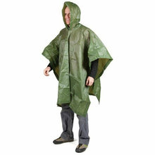 Load image into Gallery viewer, Peregrine Equipment PEVA 52" x 80" Rain Poncho PVC Free w/Snaps & Hood Green