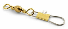 Load image into Gallery viewer, Hurricane Brass Snap Swivel Size 1 - Barrel Swivel w/Interlocking Snap 12-Pack