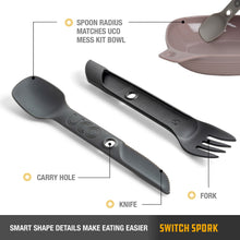 Load image into Gallery viewer, UCO Switch Spork Utensil Set w/Tether Venture (Gray/Black) F-SP-SWITCH