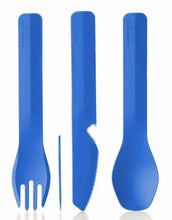 Load image into Gallery viewer, Humangear GoBites Trio Spoon/Fork/Knife/Pick w/Case Combo Utensil Blue--BPA-Free