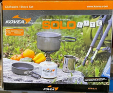 Load image into Gallery viewer, Kovea Solo Lite Hard Anodized Pot/Supalite Stove Set w/Fry Pan, Folding Handles
