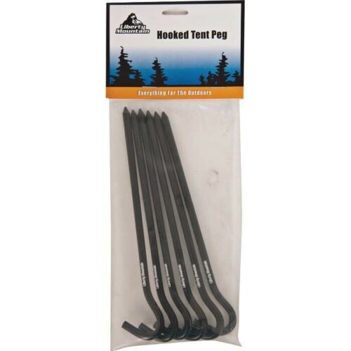 Liberty Mountain Ultralight Hard Anodized Aluminum Hook Stakes Black 6-Pack