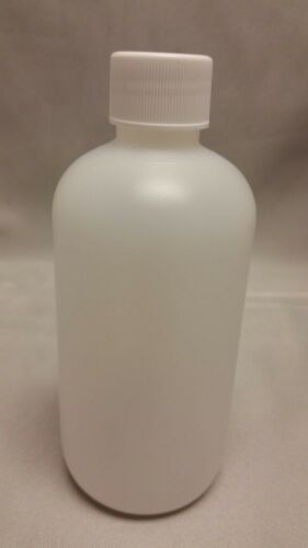 Boston Round Ultralight HDPE Plastic Storage Bottle w/Lid 8oz Natural