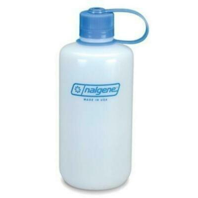 Nalgene Narrow Mouth 32oz BPA Free HDPE Loop Top Water Bottle Natural w/Blue Lid