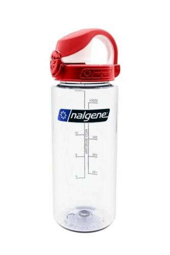 Nalgene Atlantis Wide Mouth 20oz Water Bottle Clear w/Red OTF Cap - BPA Free