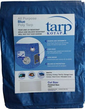 Load image into Gallery viewer, Kotap 8&#39; x 10&#39; UV Resistant Waterproof Blue Poly Tarp w/Grommets &amp; Rope Hem
