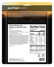 Load image into Gallery viewer, AlpineAire Grilled Chicken &amp; Mushroom Rice Pilaf Freeze Dried Food Pouch 60350
