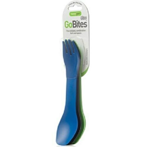 Humangear GoBites Uno Spoon/Fork Combo Utensil Gray Blue Green 3-Pack - BPA-Free