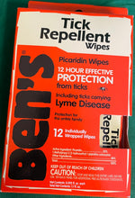 Load image into Gallery viewer, Ben&#39;s Tick Repellent Wipes 12-Pack 0002-2230-1
