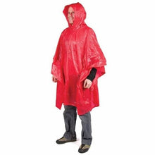 Load image into Gallery viewer, Peregrine Equipment PEVA 52&quot; x 80&quot; Rain Poncho PVC Free w/Snaps &amp; Hood Red
