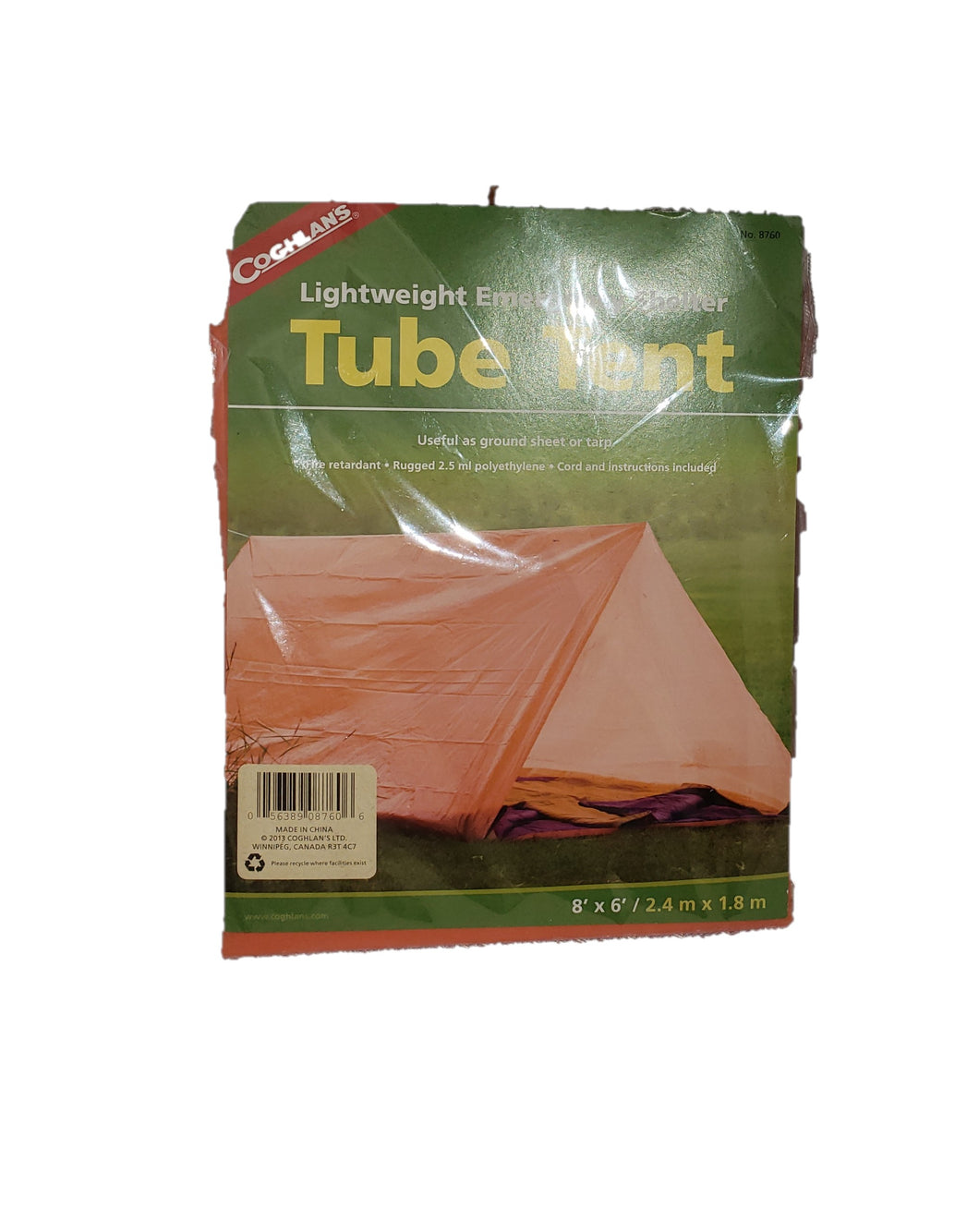 Coghlan's Emergency 2-Person Tube Tent Camping Shelter Tarp Coghlans 8760
