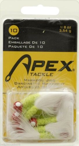 Apex Marabou Jig 1/8 oz Chartreuse RedHead Fishing Lure 10 Pack MJ-1/8CHRD/A