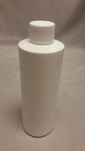Cylinder Round Ultralight HDPE Plastic Storage Bottle w/Lid 8oz White