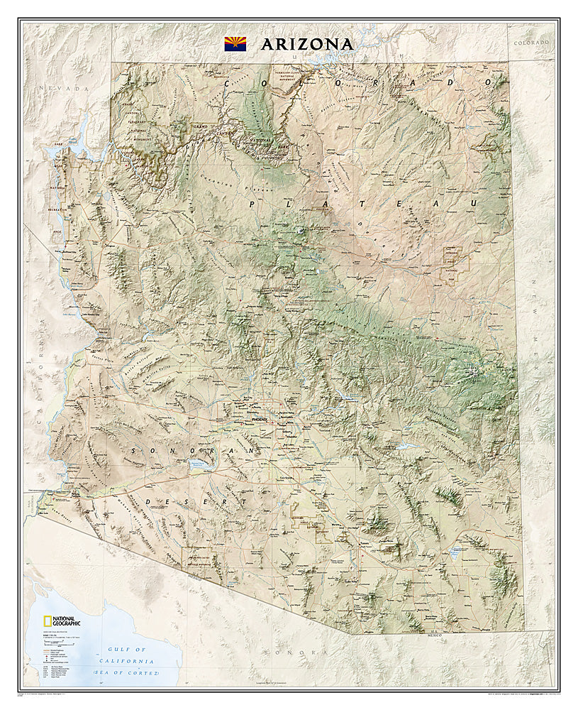 National Geographic Arizona AZ State Wall Map Plastic Tubed RE01020397
