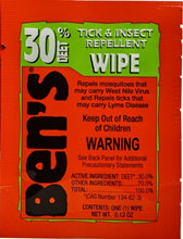 Load image into Gallery viewer, Ben&#39;s 30% DEET Wilderness Repellent Wipes 12-Pack 0006-7085
