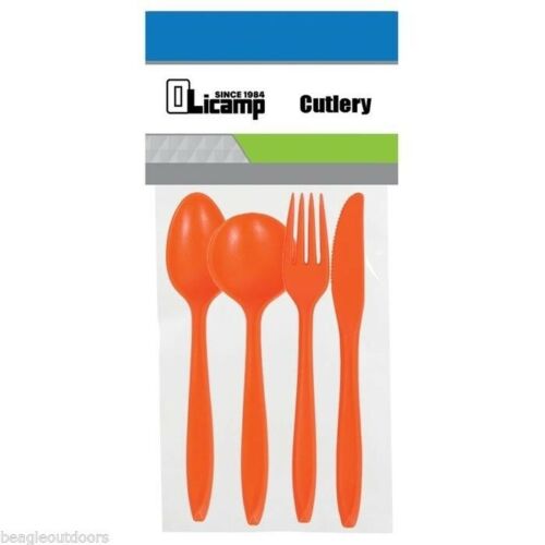 Olicamp Orange Cutlery Fork, Knife, Soup Spoon and Teaspoon 4 Piece Set