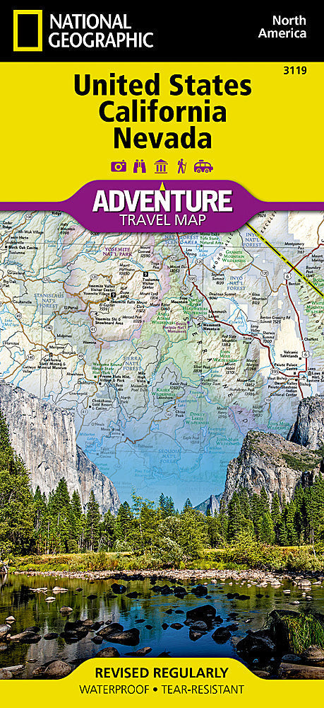 National Geographic US California Nevada Adventure Travel Map