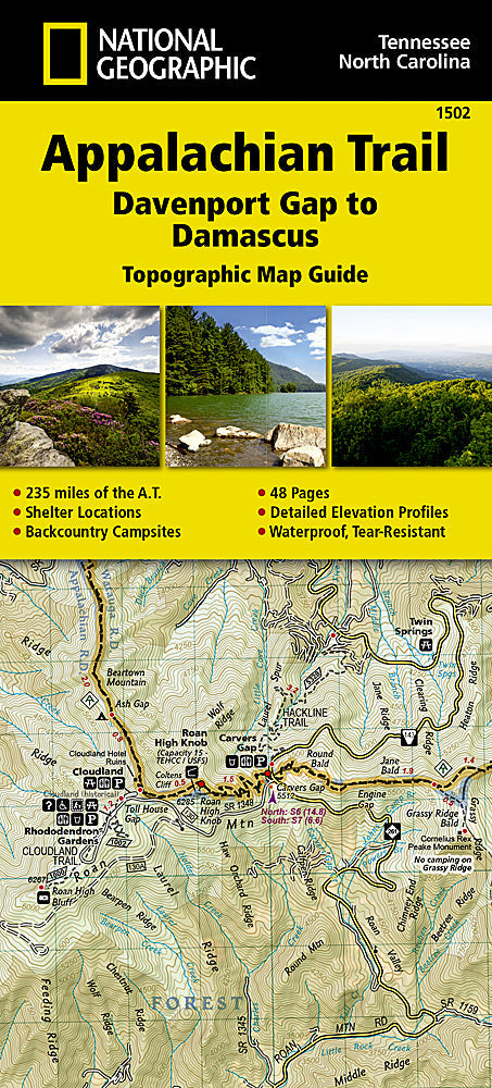 National Geographic Appalachian Trail Map Guide NC TN Davenport - Damascus TI00001502
