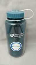 Load image into Gallery viewer, Nalgene Everyday Wide Mouth 32oz Loop Top Water Bottle Cadet Blue w/Green Lid
